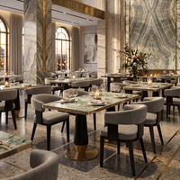 Table de salle à manger haut de gamme pour restaurant, chaises rembourrées en tissu, ensemble de mobilier de salle à manger moderne pour hôtel, pour salle de banquet