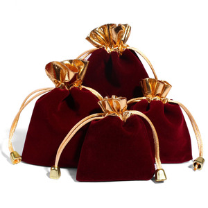 Bolsas de regalo de terciopelo Bolsas de joyería de terciopelo suave Bolsas de terciopelo Bolsa de joyería suave con cordones dorados - Product Image 4