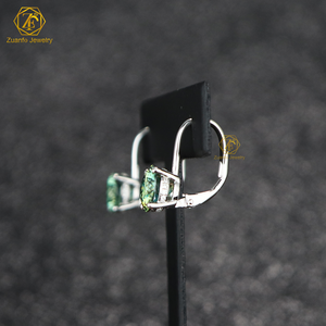 2 карата + 2 карата синий зеленый цвет португальская огранка Муассанит 925 стерлингового серебра клипсы на серьги для свадебной помолвки - Product Image 2