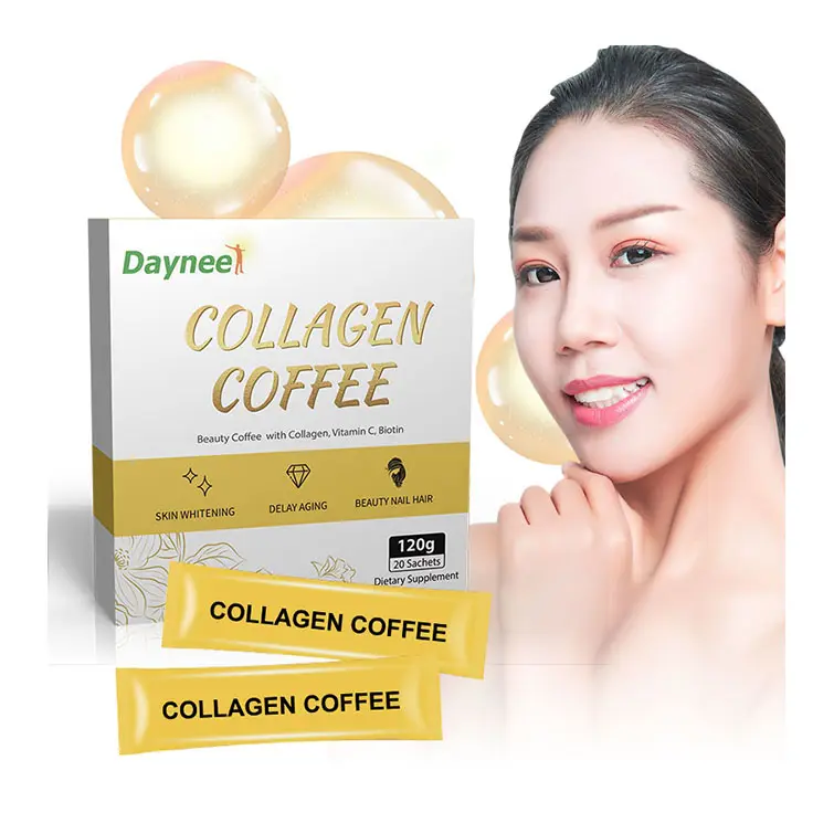 Oem Collagen cà phê nhãn hiệu riêng da vẻ đẹp cà phê với Collagen Biotin chống lão hóa mượt mà tóc sáng da làm trắng cà phê