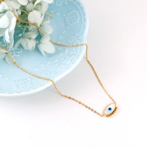 Nuevo Diseño 2022, Collar de Acero Inoxidable Chapado en Oro de 18k con Ojos Azules, Joyería Popular con Sentido del Diseño - Product Image 2