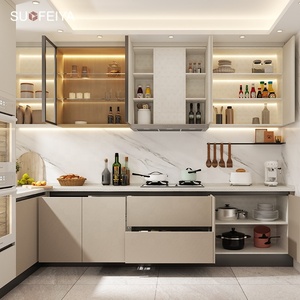 Sofeyia Özel Tasarım Minimalist Küçük Mutfak Ahşap Kaplama Mutfak Dolabı Seti, Lavabo Bataryası ve Menteşe Tasarımıyla Daireler İçin - Product Image 3