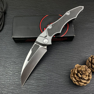 Cuchillo Plegable Táctico <span class=keywords><strong>Eskrima</strong></span> M390 de Acero con Mango de Fibra de Carbono y Titanio Plateado para Defensa Personal y Actividades al Aire Libre - Product Image 1