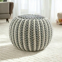 Pouf ottoman rond de luxe moderne et confortable en coton avec rangement pour entrée/chambre, console de jardin, design incrusté d'os