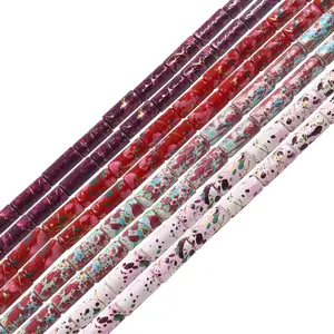 Stock for sale Chinese style enamel Cloisonne Beads glass ceramic pink and red beads cylinder beads for jewelry making