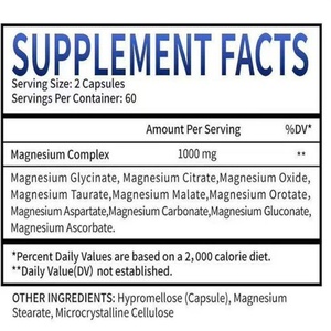 Cápsulas de Complejo de Magnesio 1000 mg por Porción, Veganas, Apoyan el Equilibrio de Electrolitos, 120 Unidades - Product Image 5