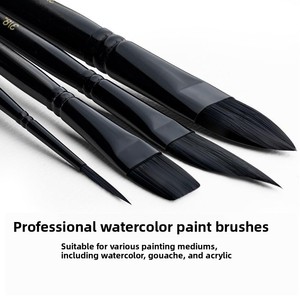 Lot <span class=keywords><strong>de</strong></span> 10 pinceaux pour <span class=keywords><strong>aquarelle</strong></span>, poils noirs purs et gris mélangés, manche en bois, emballage en boîte, modèle - Product Image 3