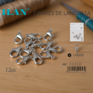 Chiusure a moschettone ILAN da 14 mm, placcate argento, accessori per gioielli, 12 pezzi - Product Image 3