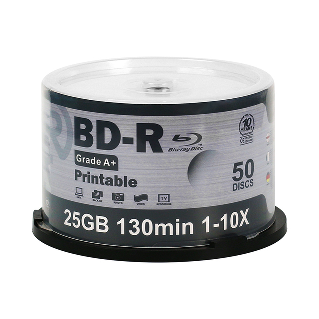 Bd-r 25gb 6X Blu-ray Single Layer Recordable Disc Logo Top Blank Data Video Media BD-R