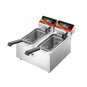 Hot Sale 6L+6L Stainless Steel Electric Fryer Automatic Double Cylinder Desktop Tempura for Commercial Household Restaurant Use