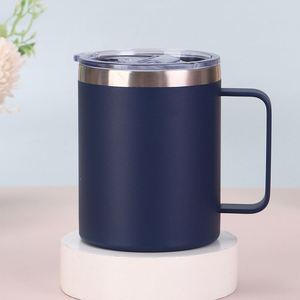 Customized Logo Stainless Steel Vacuum Insulated <b>Coffee</b> Mug with Handle Lid Multiple Colors 12oz Leak-Proof BPA Free Office Cup - Product Image 1