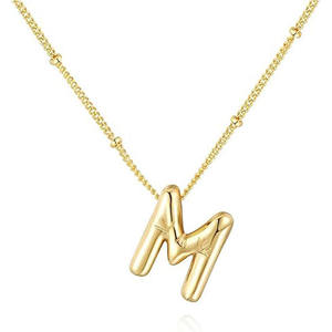 Personalized Stainless Steel 26 Letter A-Z <b>Initial</b> Square Alphabet Pendant <b>Chain</b> Necklace - Product Image 1