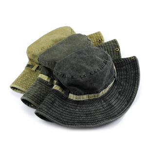 Retro lavado occidental Denim pareja al aire libre montañismo sombrero de cubo ala grande sombrero de pescador lazos lisos para hombres mujeres para pesca - Product Image 3