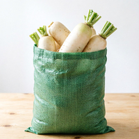 Sac tissé vert robuste pour le transport de légumes frais - Sac durable pour la livraison en vrac de radis, carottes et légumes racineux