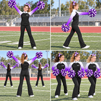 Veste de cheerleading violette ombrée personnalisée à fermeture éclair intégrale, col montant, imprimé inaltérable, pantalon évasé, ensemble d'échauffement pour entraînement d'équipe