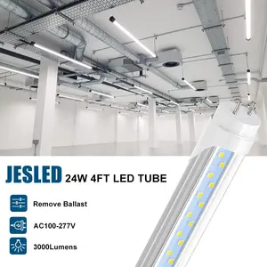 JESLED 4ft 24W clair 3000LM T8 Led Tube lumière pour magasins bureaux LED Tube Fluorescent remplacement double extrémité puissance ETL répertorié