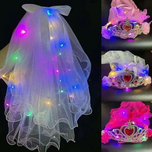 Velo luminoso Net Red Luminous Yarn Super Fairy Ribbon Bow <span class=keywords><strong>LED</strong></span> Light con luminoso con perla Warm Light Small Veil - Product Image 5