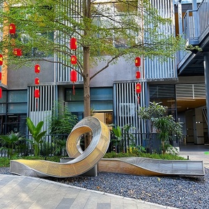 Creative Stainless Steel Seat Shopping Mall <b>Leisure</b> Chair Landscape Hollow Metal Stool Outdoor Park Square Shaped <b>Bench</b> Green - Product Image 3