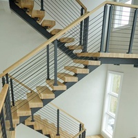 Fournitures de construction : Escalier ultra moderne en verre et métal pour appartement, design extérieur en forme de U et de L, escalier mono-rampe
