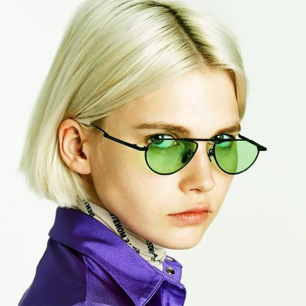 גוונים 2020 נשים קטן פנים Cateye משקפיים <span class=keywords><strong>ארוך</strong></span> מרחק ירוק עדשות צבע משקפי שמש נקבה