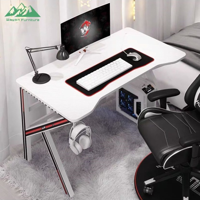 Wayon Modern Professional Ergonomic Gaming Desk Cup Holder Headphone Hook Easy Assembly Pro Gamer PC Workstation MDF Tempered