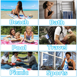 Asciugamano da Spiaggia in Microfibra Sottile e Leggero, Senza Sabbia, ad Asciugatura Rapida, Assorbente e Compatto per Piscina, Campeggio e Spiaggia - Product Image 6