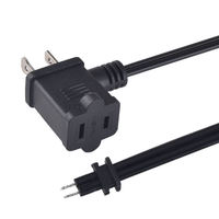 Cordon d'alimentation NEMA 1-15P à 2 broches vers fil nu pour connexion électrique DIY, angle droit