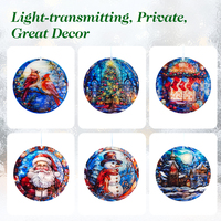 Attrape-soleil en vitrail Art Déco avec oiseaux, thème Noël Père Noël, 16 cm, couleur personnalisable, pour décorations murales de fêtes
