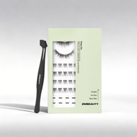 Kit de Cils en Grappes Auto-Adhésifs Pré-Collés Personnalisables avec Logo, Sans Latex, Naturels, Tenue 7-15 Jours, Pose Facile Sans Colle Requise