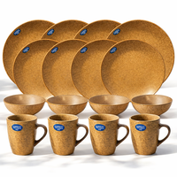 Service de table en céramique rustique de luxe brun moucheté GuangDa Europe Nordic, 4 pièces, assiettes, bols, tasses, compatible lave-vaisselle, pour hôtels