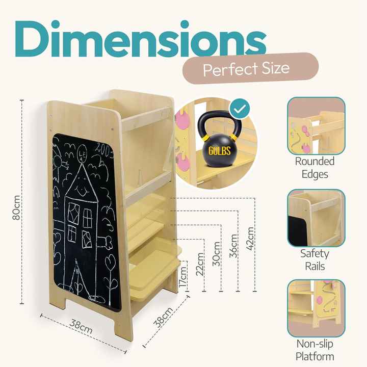 Toddler Folding Kitchen Stool Helper Baby Montessori Learning Tower ...