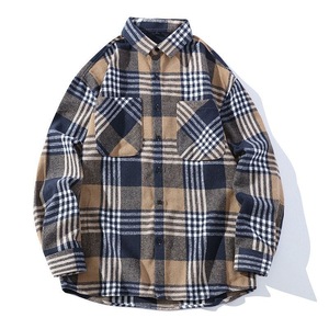 Camisa a cuadros de manga larga para hombre, de franela, informal, con botones, estilo pullover, mezcla de algodón, para otoño e invierno. - Product Image 4