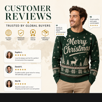 Pull de Noël moche unisexe en tricot jacquard fin, motif cerf et sapin, pour l'hiver, ODM/OEM, vente en gros, personnalisable en couleur et taille