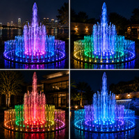 Fontaine musicale d'extérieur DEWY de forme ronde, fontaine dansante en acier inoxydable avec LED, pour la décoration de jardins, de places publiques et de paysages