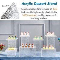 Vente en gros usine : Ensemble de 7 pièces de présentoirs carrés pour buffet de pain, plateaux de service alimentaire, supports à gâteaux en acrylique pour fêtes et décorations de Noël