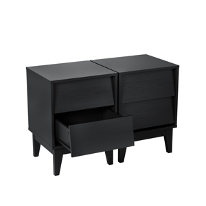 ชุดโต๊ะข้างเตียงสไตล์มิดเซ็นจูรีโมเดิร์น 2 ชิ้น สีดำ ทำจาก MDF สำหรับห้องนอน ดีไซน์วินเทจพร้อมขอบเอียง - Product Image 6
