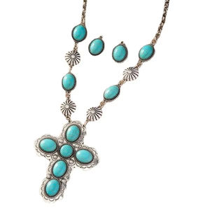 Parures de bijoux pour femmes, colliers ras-du-cou et ensembles de bijoux, style mode, ethnique, bohème, avec perles et pierres turquoise, inspirés de l'Éthiopie, l'Inde, le Mexique et l'Ouest - Product Image 1