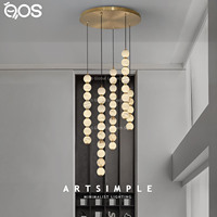 Lustre LED moderne en marbre d'albâtre naturel, suspension en pierre espagnole pour plafond haut, escalier, hall d'entrée, salon