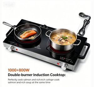 <span class=keywords><strong>Cocina</strong></span> Eléctrica Compacta de 1800W con Doble Infrarrojo y 2 Quemadores, con Controles de Perilla para el Hogar, Dormitorio, Autocaravana y Camping - Product Image 4