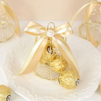 Boîtes à bonbons créatives en métal doré en forme de cage à oiseaux pour mariage, cadeaux et décorations de fête, boîte à bonbons en fer forgé pas chère