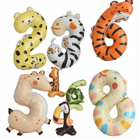 Ballons en aluminium géants en forme de chiffres animaux mignons pour fêtes d'anniversaire d'enfants - Vente en gros