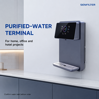 Chauffe-eau et distributeur d'eau instantané mural électrique noir en plastique, multi-températures réglables, pour usage hôtelier avec fonction de chauffage