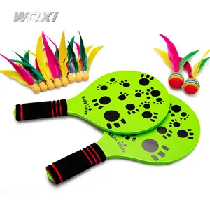 Summer paddle game bat beach racket Interesting Wooden Beach racket With Ball