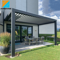 Pergola bioclimatique à toit ouvrant, à lamelles rétractables en aluminium, avec télécommande