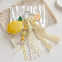 Porte-clés style coréen avec breloques variées, ruban en dentelle, perles étoiles et pendentif en acrylique, accessoires mignons pour sac