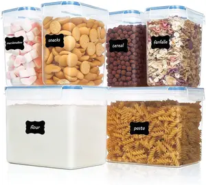 Ensemble de 6 pièces grands conteneurs de stockage de céréales et d'aliments-conteneurs de stockage en plastique hermétiques sans BPA pour aliments