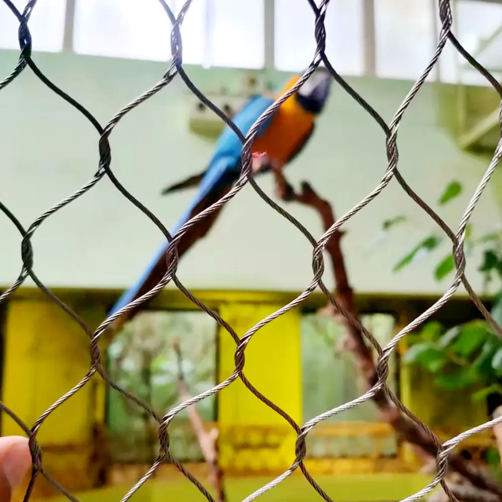 304 316 316l cabo de aço inoxidável de alta resistência rede de malha de cabo de aço para aviário zoo malha