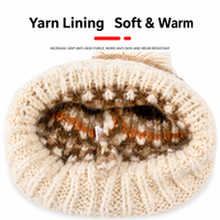 Bonnet d'hiver en tricot pour femme avec pompon, motif jacquard Fair Isle nordique, bordé, chaud, pour le ski, la neige et les activités de plein air