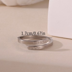 Anillos <span class=keywords><strong>de</strong></span> Pareja <span class=keywords><strong>de</strong></span> Acero Inoxidable Grabados y Personalizados con Palabras en Oro y Plata, Anillo Religioso <span class=keywords><strong>de</strong></span> Bendición y Oración con la Frase 'Confía en <span class=keywords><strong>Dios</strong></span>' para Joyería <span class=keywords><strong>de</strong></span> San Valentín - Product Image 4