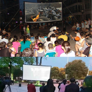 Écran de projection portable de 100 pouces en toile de tissu, rideau de projection pliable 16:9 / 4:3 pour cinéma en plein air/intérieur - Product Image 5